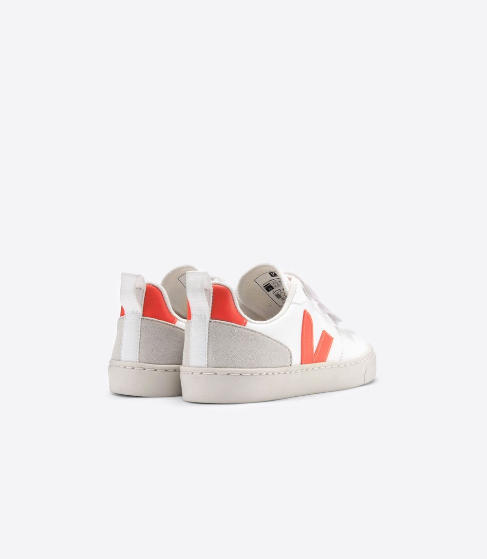 Veja Sneakers Barn - V-10 Velcro Cwl - Vita/Orange - 261389-GJA